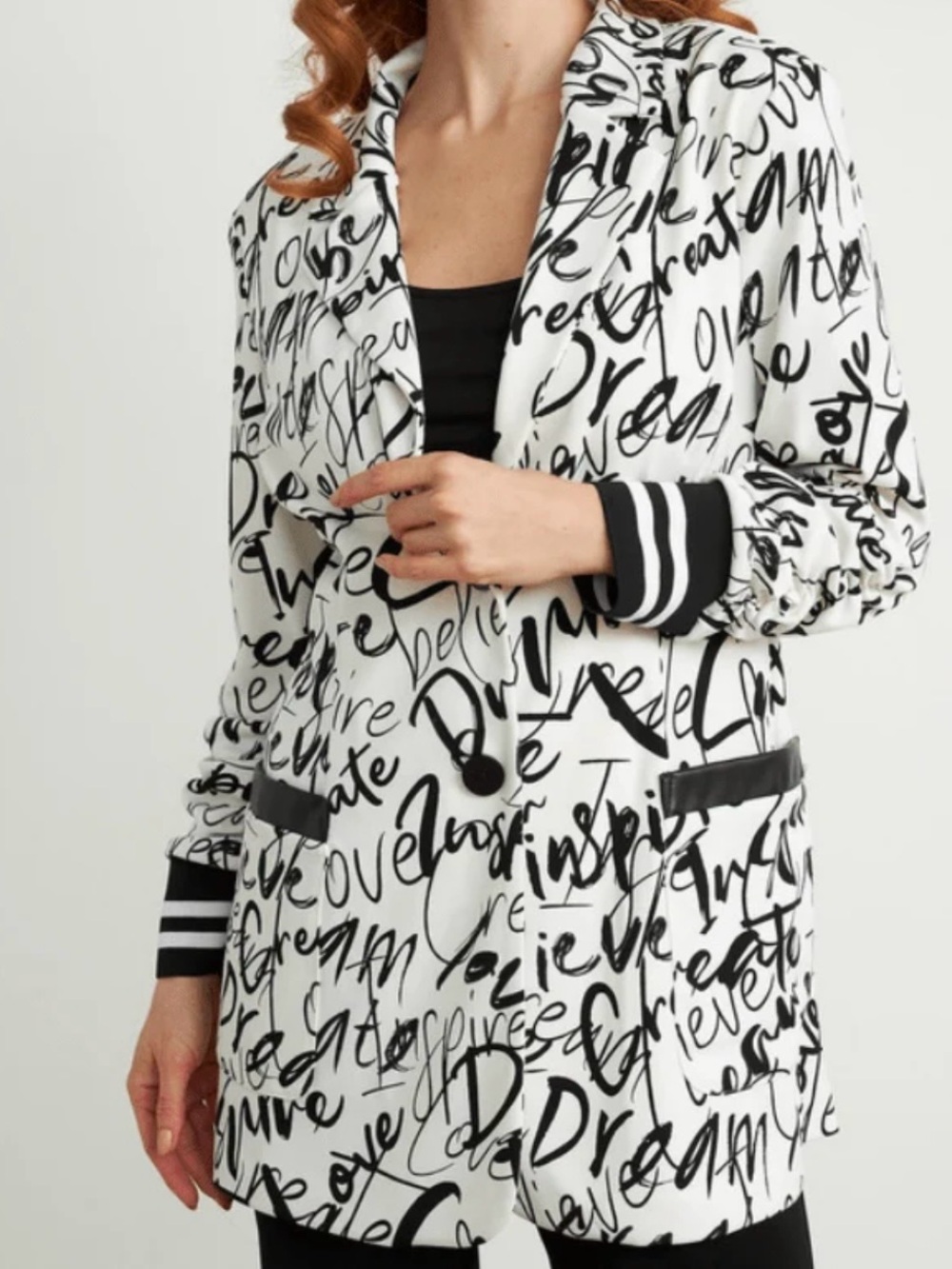 Joseph Ribkoff inspirational graffiti long line blazer size 12